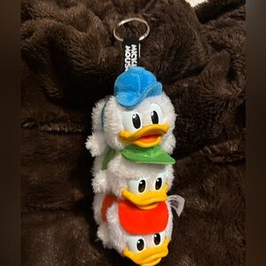 Disney Duck Plush Keychain Trio - Blue, Green, Red